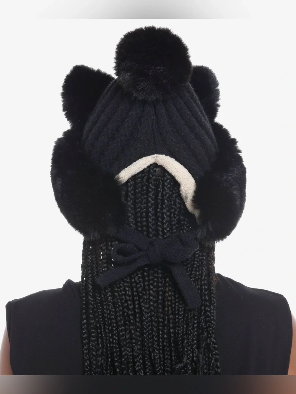 NWT Hot Topic Cat ears Fur Faux Pom beanie hat